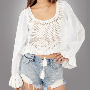 NEW, Free People, Megan Crochet Open Back Top, Size XS